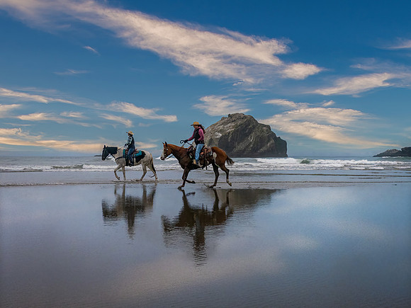 Riders on Face Rock Beach
