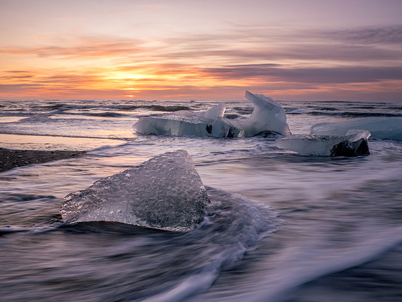 Pieces of Icebergs on Diamond Beach