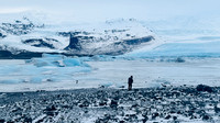 Glacier lagoon, high winds 70-100 mph